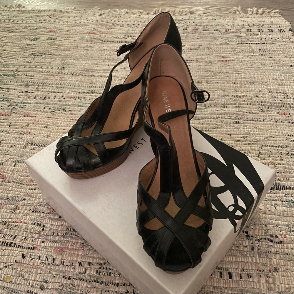 Nine West straps wedges heels